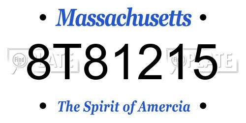 8T81215 Massachusetts License Plate