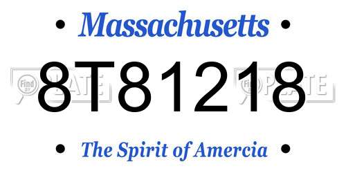 8T81218 Massachusetts License Plate