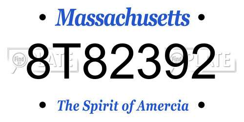 8T82392 Massachusetts License Plate
