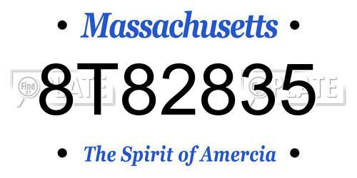 8T82835 Massachusetts License Plate