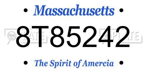 8T85242 Massachusetts License Plate