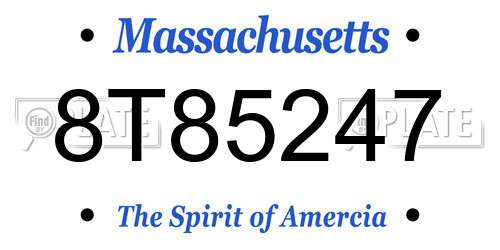 8T85247 Massachusetts License Plate