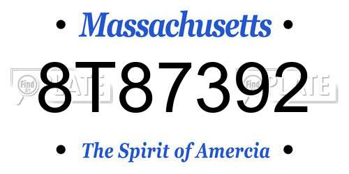 8T87392 Massachusetts License Plate