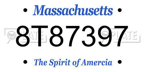 8T87397 Massachusetts License Plate