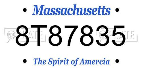 8T87835 Massachusetts License Plate