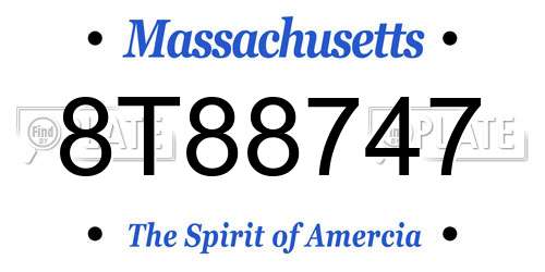8T88747 Massachusetts License Plate
