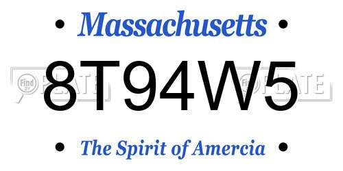8T94W5 Massachusetts License Plate