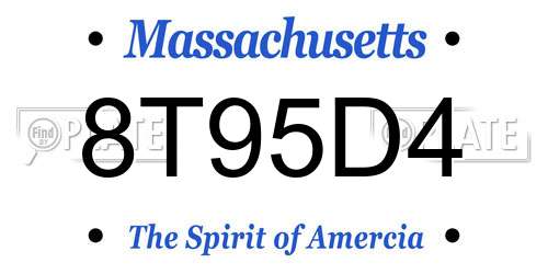 8T95D4 Massachusetts License Plate