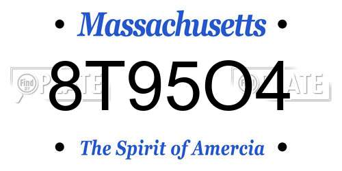 8T95O4 Massachusetts License Plate