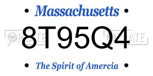 8T95Q4 Massachusetts License Plate