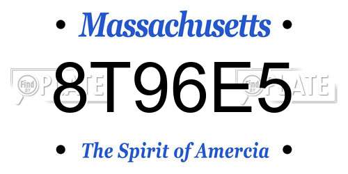 8T96E5 Massachusetts License Plate