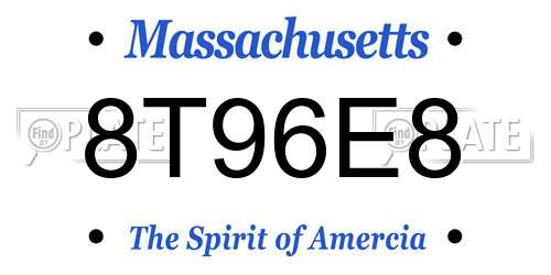 8T96E8 Massachusetts License Plate