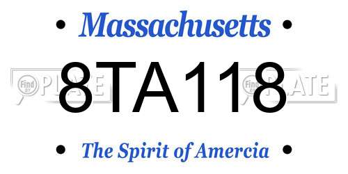 8TA118 Massachusetts License Plate