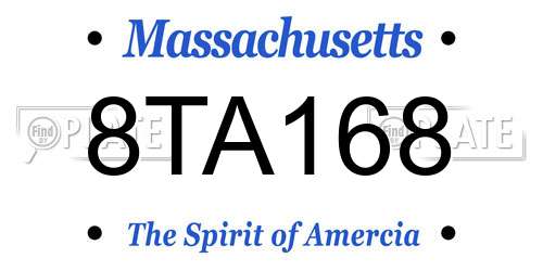 8TA168 Massachusetts License Plate