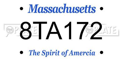 8TA172 Massachusetts License Plate