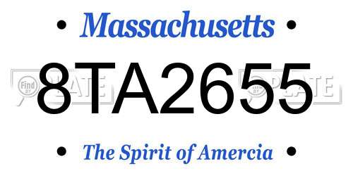 8TA2655 Massachusetts License Plate