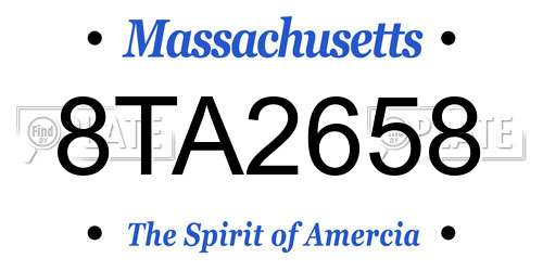 8TA2658 Massachusetts License Plate