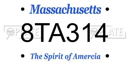 8TA314 Massachusetts License Plate