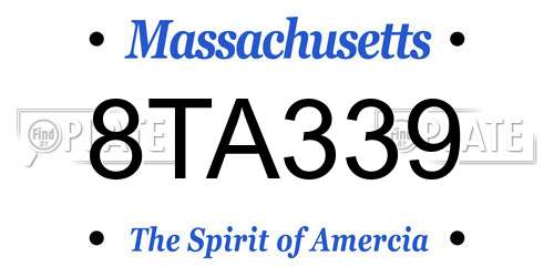 8TA339 Massachusetts License Plate