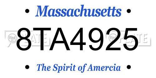 8TA4925 Massachusetts License Plate
