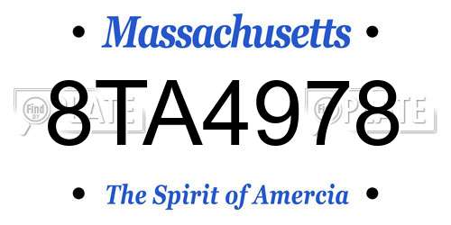 8TA4978 Massachusetts License Plate