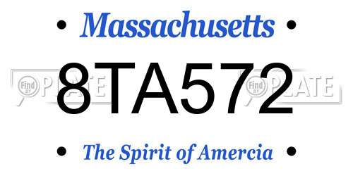 8TA572 Massachusetts License Plate