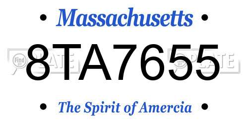 8TA7655 Massachusetts License Plate