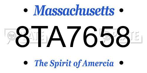8TA7658 Massachusetts License Plate