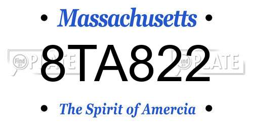 8TA822 Massachusetts License Plate