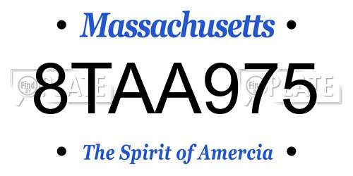 8TAA975 Massachusetts License Plate