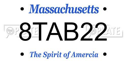 8TAB22 Massachusetts License Plate