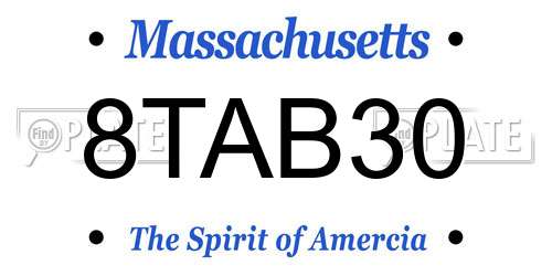 8TAB30 Massachusetts License Plate