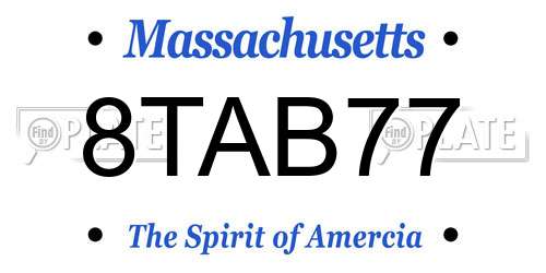 8TAB77 Massachusetts License Plate