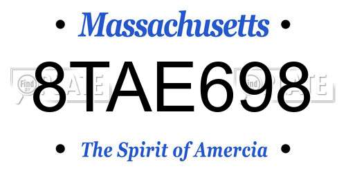 8TAE698 Massachusetts License Plate