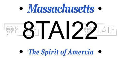 8TAI22 Massachusetts License Plate