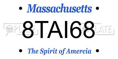 8TAI68 Massachusetts License Plate