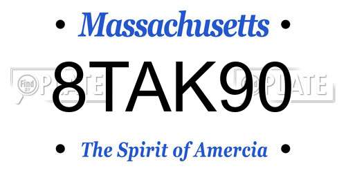 8TAK90 Massachusetts License Plate