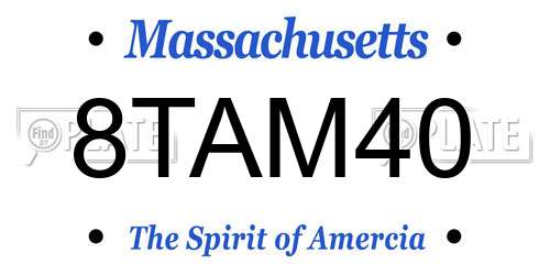 8TAM40 Massachusetts License Plate