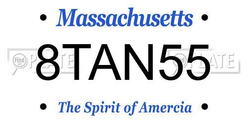 8TAN55 Massachusetts License Plate