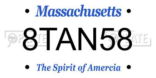 8TAN58 Massachusetts License Plate