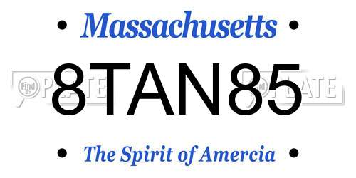 8TAN85 Massachusetts License Plate