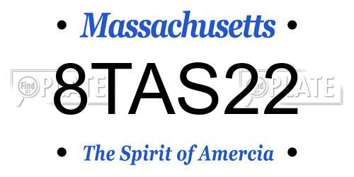 8TAS22 Massachusetts License Plate