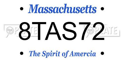 8TAS72 Massachusetts License Plate