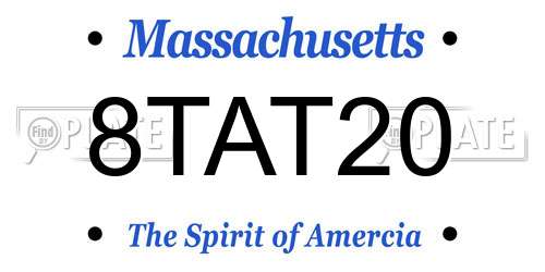 8TAT20 Massachusetts License Plate