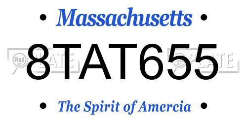 8TAT655 Massachusetts License Plate