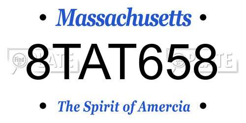 8TAT658 Massachusetts License Plate