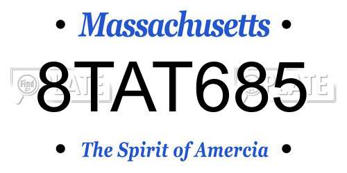 8TAT685 Massachusetts License Plate