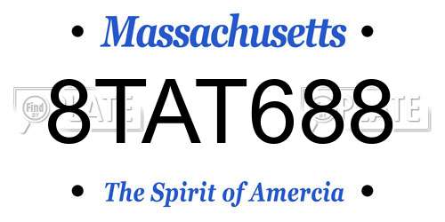 8TAT688 Massachusetts License Plate