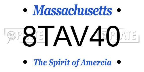 8TAV40 Massachusetts License Plate