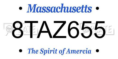 8TAZ655 Massachusetts License Plate
